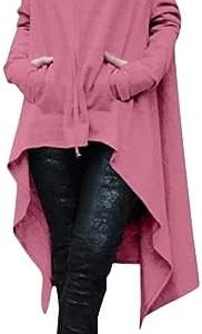 UWDIOHQ Damen Lose Hoodie Kapuzenpullover - Asymmetrische Bluse &-lang Saugeweierte Jacke Mit Zip Online-Shopping
