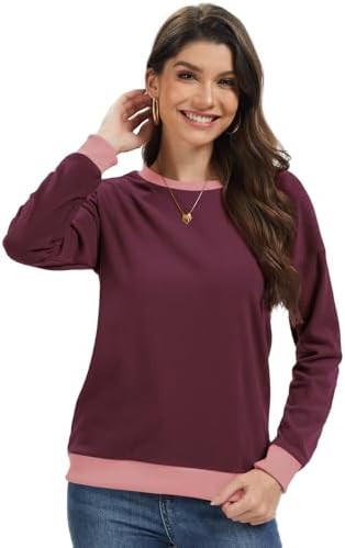 31mn8gqj1l. ac 2.jpg Cuptacc Damen Sweatshirt Rundhals Pullover Kontrast Tunika Langarm