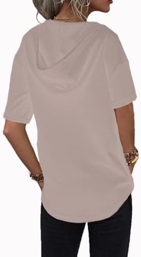 31orzom0shl. ac .jpg Cuptacc Einfarbigen Hoodie für Damen OEKO-TEX STANDARD 100 Langarm Sweatshirt V-Ausschnitt Drawstring Top