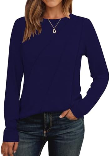 31pi3 n a8l. ac 2.jpg Cuptacc Langarmshirt Damen Rundhalsausschnitt Chic Mit Falten OEKO-TEX STANDARD 100