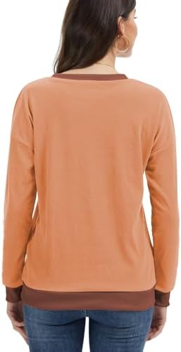 31qxv8gdhnl. ac 2.jpg Cuptacc Damen Sweatshirt Rundhals Pullover Kontrast Tunika Langarm