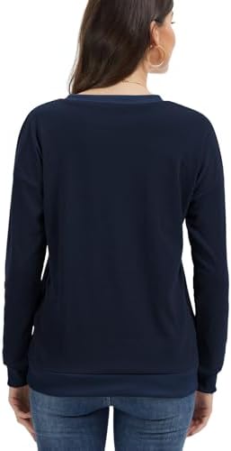 31qragrlxvl. ac 2.jpg Cuptacc Damen Sweatshirt Rundhals Pullover Kontrast Tunika Langarm