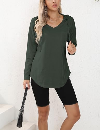 31ulkdjjrfl. ac .jpg Morhuduck Damen-Kapuzenpullover mit V-Ausschnitt, langärmelig, Tops mit Tasche, Kordelzug, Stretchmaterial, perfekt für