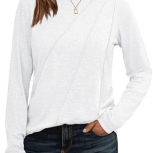 Cuptacc Langarmshirt Damen Rundhalsausschnitt Chic Mit Falten OEKO-TEX STANDARD 100