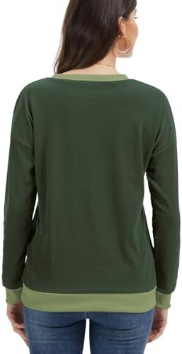 31wh3bjh5jl. ac 2.jpg Cuptacc Damen Sweatshirt Rundhals Pullover Kontrast Tunika Langarm