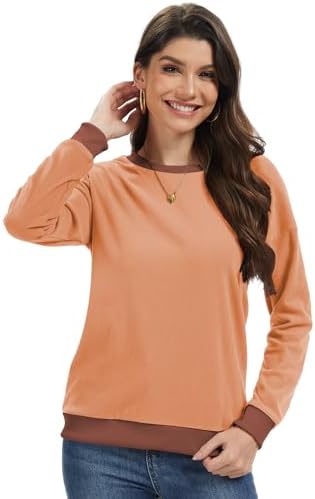 31wnlazlkzl. ac 2.jpg Cuptacc Damen Sweatshirt Rundhals Pullover Kontrast Tunika Langarm