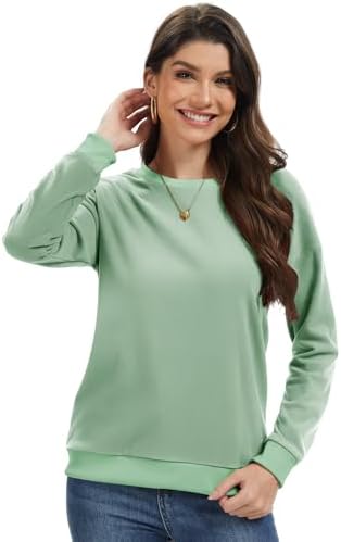 31xkuqgylpl. ac 2.jpg Cuptacc Damen Sweatshirt Rundhals Pullover Kontrast Tunika Langarm
