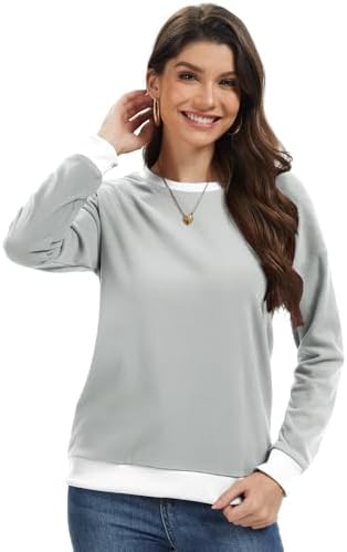 31y7ond5qdl. ac 2.jpg Cuptacc Damen Sweatshirt Rundhals Pullover Kontrast Tunika Langarm