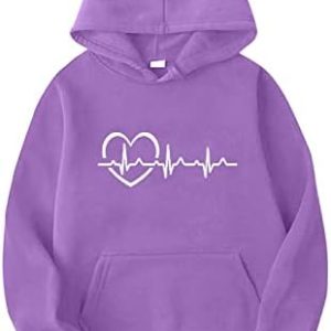 CocilaComfortables Damen-Langarm-Sweatshirt Mit ElektrogrammdruckUndKapuze