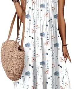 Zeagoo Sommerkleider Damen Elegant V-Ausschnitt A Linie Strandkleid mit Taschen