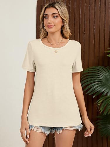 41 oqrv8f4l. ac .jpg YGOODM Damen 3er Pack Kurzarm Sommer T-Shirts Basic Rundhalsausschnitt