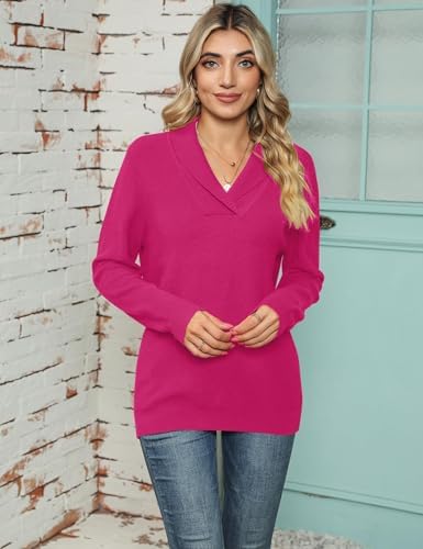 410 glnadkl. ac .jpg Cuptacc Damen Sweater Pullover Elegant Gestrickt V-Ausschnitt Langarm Kragen Einfarbig