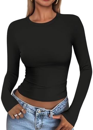 4106f0yr0 l. ac .jpg Cuptacc Damen Langarmshirt - Leichtgewichtig - Basic T-Shirt - Einfarbig - Langärmlige Oberteile - Damen Longsleeve Top