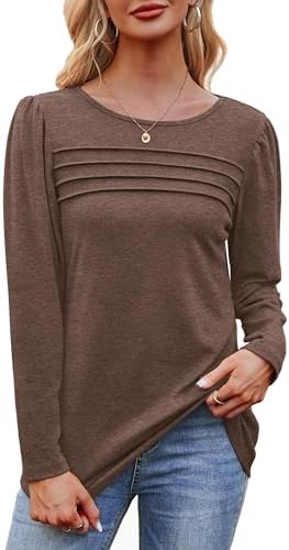 4107pcnej3l. ac .jpg Cuptacc Damen Langarmshirt Rundhals Locker Oberteile Mit Knöpfen