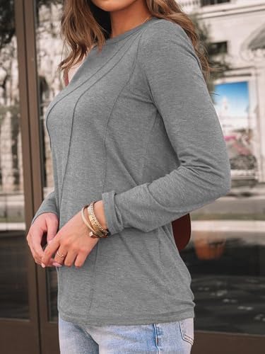 410ripypvjl. ac 2.jpg Cuptacc Langarmshirt Damen Rundhalsausschnitt Chic Mit Falten OEKO-TEX STANDARD 100