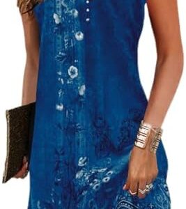 Yeenily Damen Bohemian Langarm Kleid - Lasse & Free - Blumenmuster Tunikakleider für Freizeit und Party