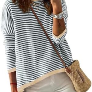 Cuptacc Gestreiftes Sweatshirt Damen OEKO-TEX STANDARD 100 señoritas Casual Pullover Langarmshirt