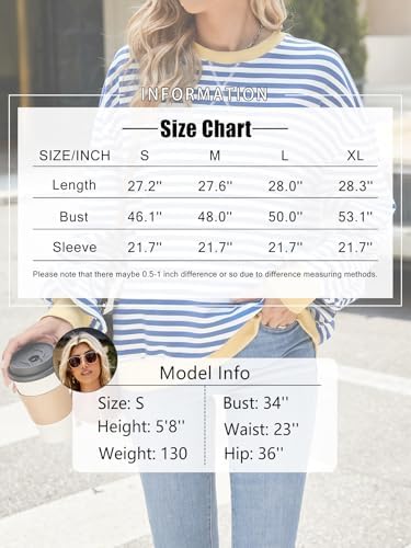 411quztnskl. ac .jpg IFFEI Oversized Sweatshirt Damen Herbst Gestreifter Langarmshirts Lässig Y2K Top Shirt