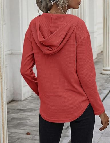 411xf1 jdml. ac .jpg Cuptacc Einfarbigen Hoodie für Damen OEKO-TEX STANDARD 100 Langarm Sweatshirt V-Ausschnitt Drawstring Top