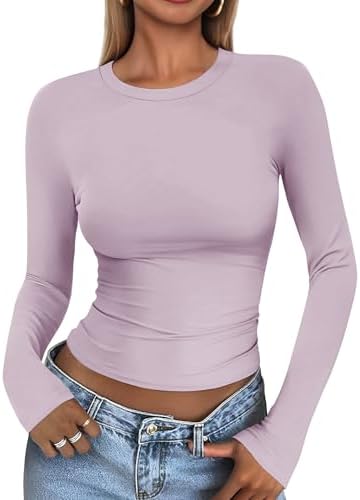 412fztn2el. ac .jpg Cuptacc Damen Langarmshirt - Leichtgewichtig - Basic T-Shirt - Einfarbig - Langärmlige Oberteile - Damen Longsleeve Top