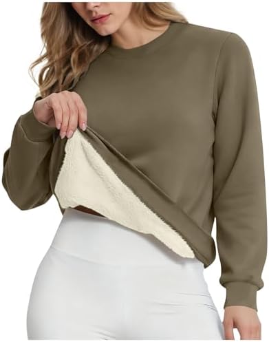 413hgcehqgl. ac .jpg RLEHJN Fleecepullover Damen WinterWarm Gefüttert mit Tasche