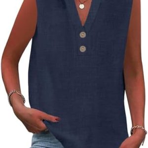 Sommer Generisch Tank Tops Baumwolle V-Ausschnitt Lässige Bluse | Sommer Baumwolle Generisch Tank Tops Lässige Bluse V-