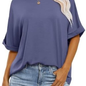 Cuptacc Damen Oversize T-Shirt Sommer Kurzarm Elegant Basics Oberteile OEKO-TEX STANDARD 100