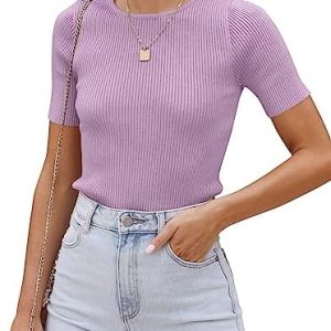 Cuptacc Damen Kurzarm T-Shirt Rundhalsausschnitt Schlanke Passform OEKO-TEX