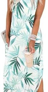 Sommerkleid Damen leicht und luftig mit Taschen OEKO-TEX STANDARD 100 | Damen Lang Tankkleid Strandkleid loses Midiklei