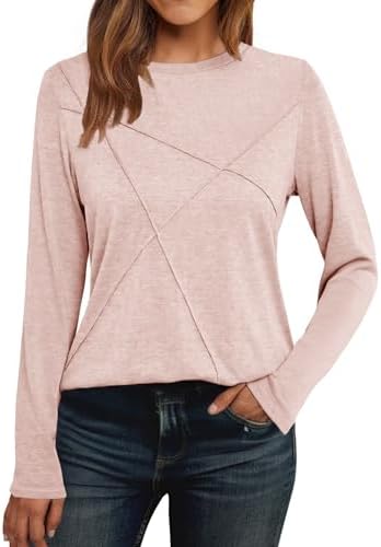 416bq2tlkwl. ac 2.jpg Cuptacc Langarmshirt Damen Rundhalsausschnitt Chic Mit Falten OEKO-TEX STANDARD 100