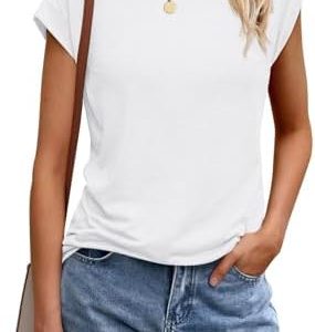 Cuptacc Baumwoll T-Shirt Damen Sommer Basic Bluse Kurzarm Tank Top Business Outfit OEKO-TEX STANDARD 100