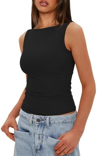 417uxhea1l. ac .jpg Generisch Lässiges Tanktop für Damen zur perfekten Layering-Möglichkeit aus Rippstrick | Schmale Passform generisches D