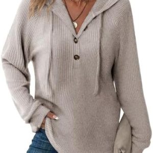 Tanmolo OEKO-TEX STANDARD 100 Damen Pullover Hoodie V-Ausschnitt Langarm Sweatshirt