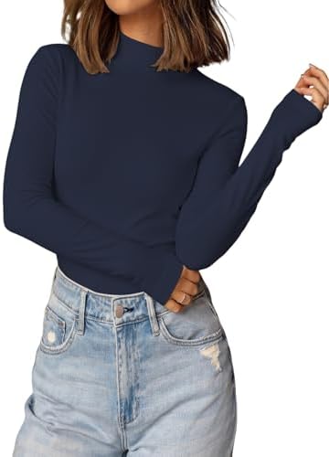 4188c3px8bl. ac 1.jpg Cuptacc Langarmshirt Pullover Damen Basic Einfarbig Slim Fit Home Freizeit