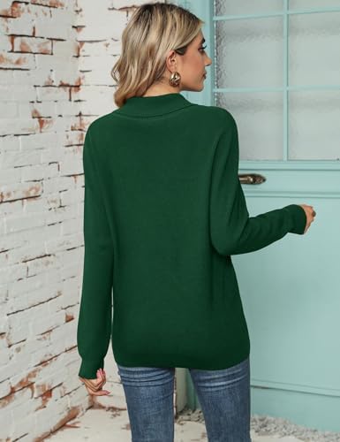 418hvcqik5l. ac .jpg Cuptacc Damen Sweater Pullover Elegant Gestrickt V-Ausschnitt Langarm Kragen Einfarbig