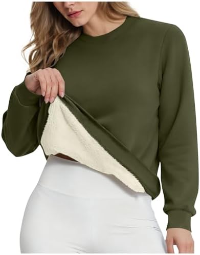 418cszhytml. ac .jpg RLEHJN Fleecepullover Damen WinterWarm Gefüttert mit Tasche