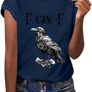 RLEHJN F-CAW-F Loriot Humor T-Shirt für Männer | RLEHJN F-CAW-F Vintage Rabe T-Shirt Damen | RLEHJN F-CAW-F Gothic Läss