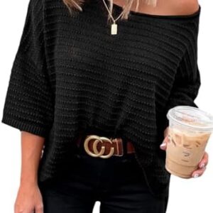 Cuptacc Elegant 3/4 Ärmel Locker Strickpullover Damen Oeko-Tex Standard 100