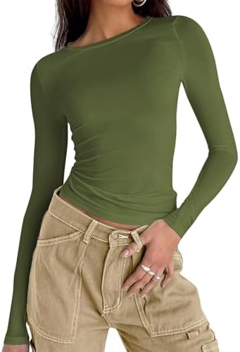 41bz3bpo7ll. ac .jpg Cuptacc Damen Langarmshirt - Leichtgewichtig - Basic T-Shirt - Einfarbig - Langärmlige Oberteile - Damen Longsleeve Top