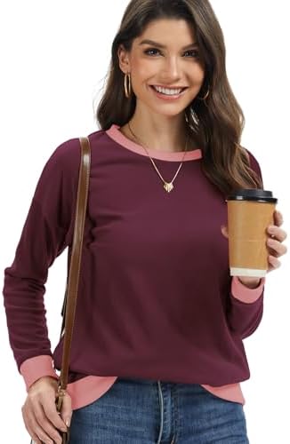 41bmc5w0cl. ac 2.jpg Cuptacc Damen Sweatshirt Rundhals Pullover Kontrast Tunika Langarm