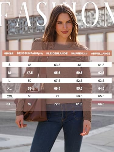 41buhe0cqfl. ac .jpg Cuptacc Damen Langarmshirt Rundhals Locker Oberteile Mit Knöpfen