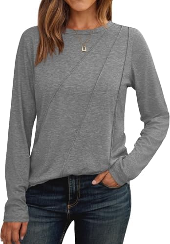 41ccvy1iwjl. ac 2.jpg Cuptacc Langarmshirt Damen Rundhalsausschnitt Chic Mit Falten OEKO-TEX STANDARD 100