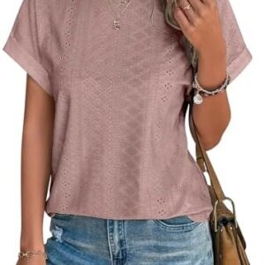 Cuptacc Elegant Damen Bluse Lochstickerei Top OEKO-TEX STANDARD 100