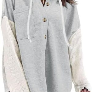 Cuptacc Oversize Hoodie Damen V-Ausschnitt Sweatshirt OEKO-TEX STANDARD 100