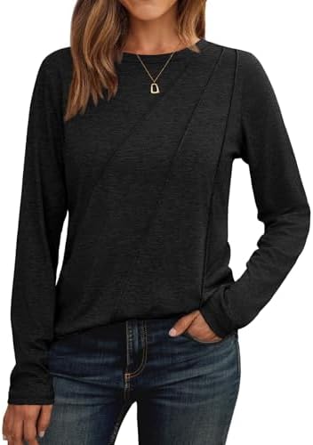 41ckdxckt0l. ac 2.jpg Cuptacc Langarmshirt Damen Rundhalsausschnitt Chic Mit Falten OEKO-TEX STANDARD 100