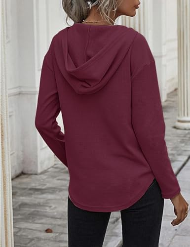 41eixehwhxl. ac .jpg Cuptacc Einfarbigen Hoodie für Damen OEKO-TEX STANDARD 100 Langarm Sweatshirt V-Ausschnitt Drawstring Top