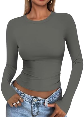 41eidddesil. ac .jpg Cuptacc Damen Langarmshirt - Leichtgewichtig - Basic T-Shirt - Einfarbig - Langärmlige Oberteile - Damen Longsleeve Top