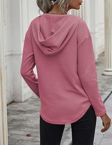 41fanofwsgl. ac .jpg Cuptacc Einfarbigen Hoodie für Damen OEKO-TEX STANDARD 100 Langarm Sweatshirt V-Ausschnitt Drawstring Top