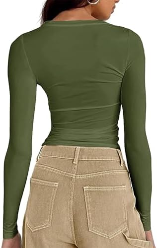 41fx5rjez2l. ac .jpg Cuptacc Damen Langarmshirt - Leichtgewichtig - Basic T-Shirt - Einfarbig - Langärmlige Oberteile - Damen Longsleeve Top