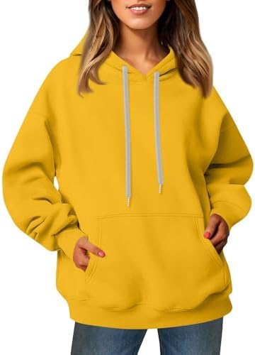 41fhnegtopl. ac .jpg Generisch Lässige Leichte Jogginganzug Damen Loose Fit Sport Kapuzenpullover Oversize Langarm Gelb Groß Kleiner Standard